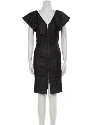 Pre-owned Rodebjer V-neck Knee-length Dress In Black