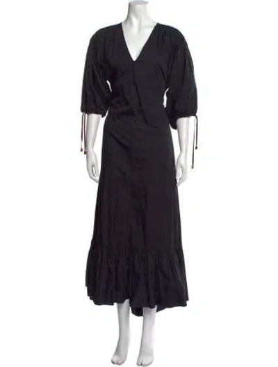 Pre-owned Rodebjer V-neck Long Dress In Black