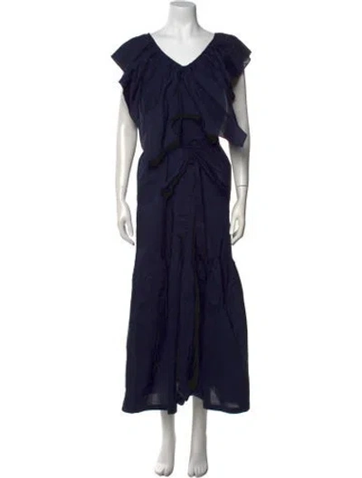 Pre-owned Rodebjer V-neck Long Dress In Black