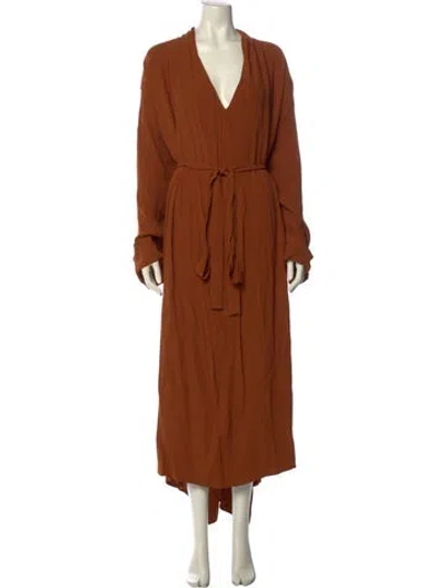 Pre-owned Rodebjer V-neck Long Dress In Brown