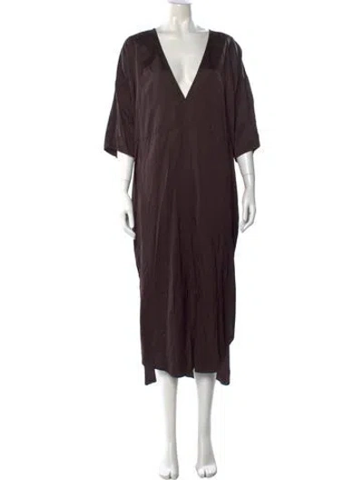 Pre-owned Rodebjer V-neck Long Dress In Brown