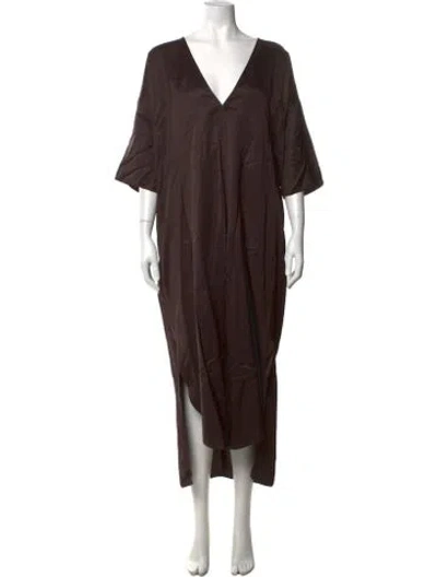 Pre-owned Rodebjer V-neck Long Dress In Brown