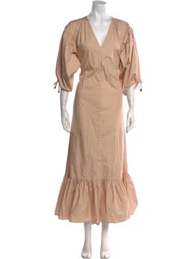 Pre-owned Rodebjer V-neck Long Dress In Neutral
