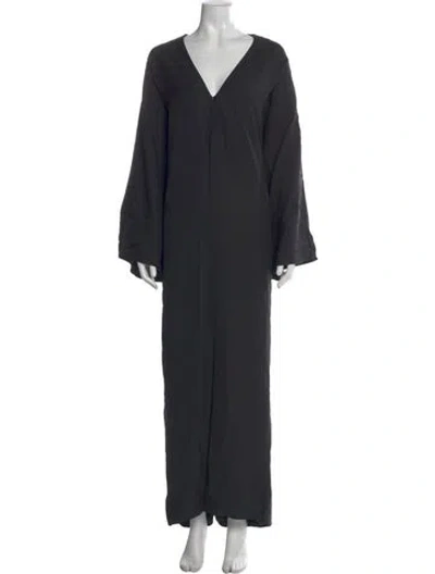 Pre-owned Rodebjer V-neck Long Dress W/ Tags In Black