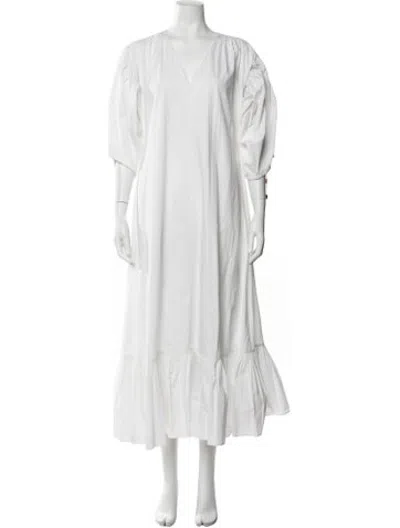 Pre-owned Rodebjer V-neck Long Dress In White