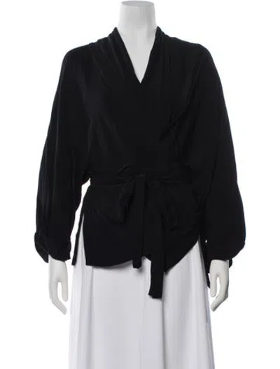 Pre-owned Rodebjer V-neck Long Sleeve Top In Black
