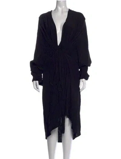 Pre-owned Rodebjer V-neck Midi Length Dress W/ Tags In Black