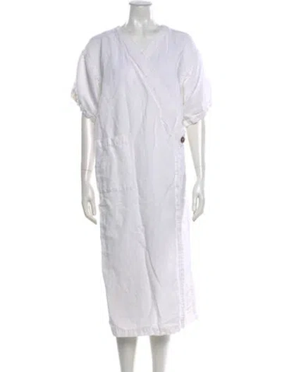 Pre-owned Rodebjer V-neck Midi Length Dress In White