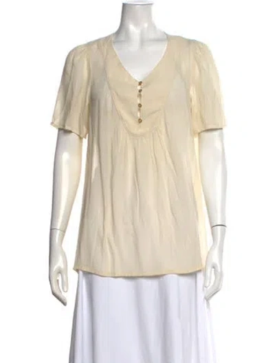 Pre-owned Rodebjer V-neck Short Sleeve Blouse In Neutrals
