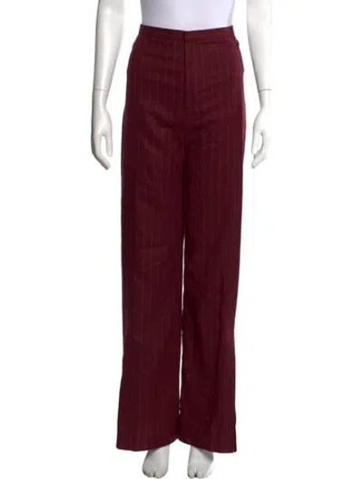 Pre-owned Rodebjer Wool Wide Leg Pants In Burgundy