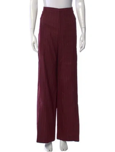 Pre-owned Rodebjer Wool Wide Leg Pants W/ Tags In Burgundy