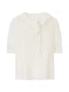 XILLA RUFFLED PUFF-SLEEVE BLOUSE