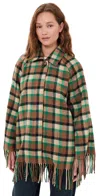 Rodebjer Yuna Short Check Jacket Nutty/leaf Green In Nutty/leaf Green