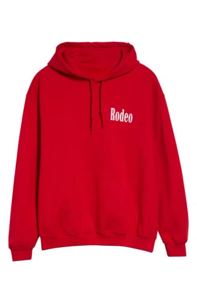 Rodeo Work Wear Flag Logo Fleece Graphic Hoodie In Red