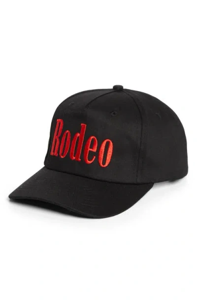 Rodeo Work Wear Rodeo Embroidered Cotton Twill Baseball Cap In Black