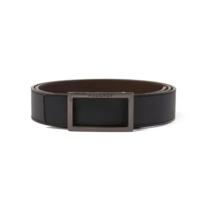 Roderer Ace Reversible Belt - Italian Leather Black & Brown Gunmetal Buckle