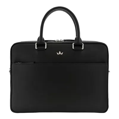 Roderer Black Italian Leather Black Award Double Briefcase