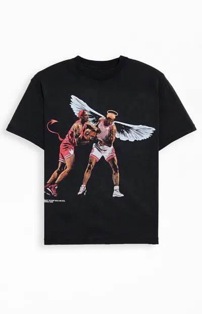 Rodman Brand Men's Good Vs. Evil T-shirt In Washed Black