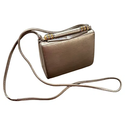 Pre-owned Rodo 1960s Mid-century Gray Leather Italian Minaudière Bag By