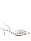 Rodo 50mm Rhinstone-embellishment Mules In Silver