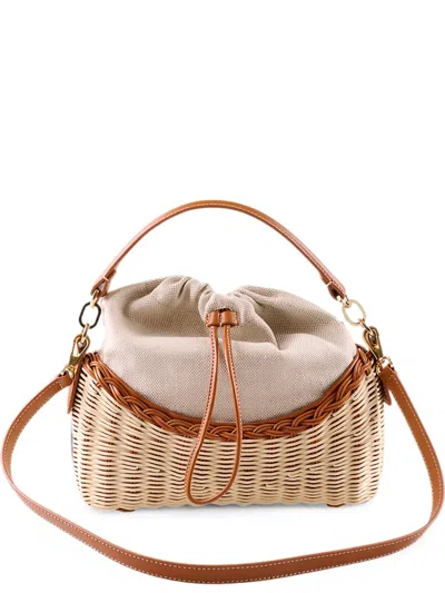 Rodo Adria Wicker Tote Bag In Brown