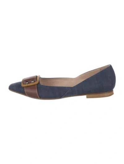 Pre-owned Rodo Denim Flats In Blue