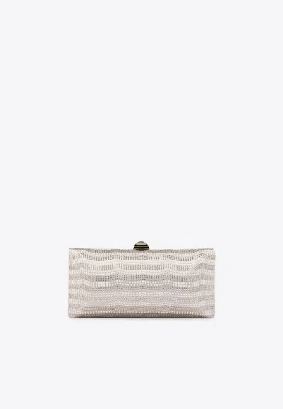 Rodo Embellished Satin Clutch Bag In Gray