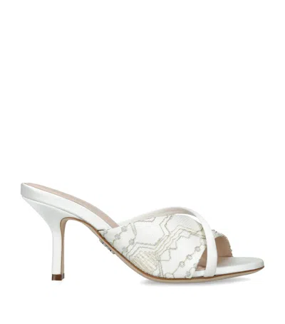 Rodo Embroidered Mabella Heeled Mules 55 In White