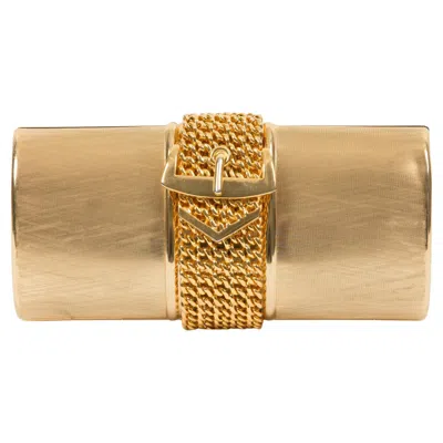 Pre-owned Rodo Gold-tone Metal Clutch Bag In Brown