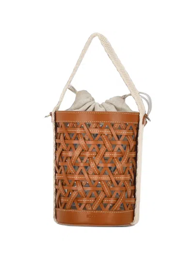 Rodo Interwoven Leather Bucket Bag In Brown