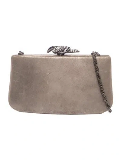 Pre-owned Rodo Leather Evening Bag In Grey