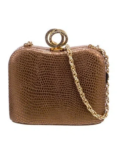 Pre-owned Rodo Leather Minaudière In Brown