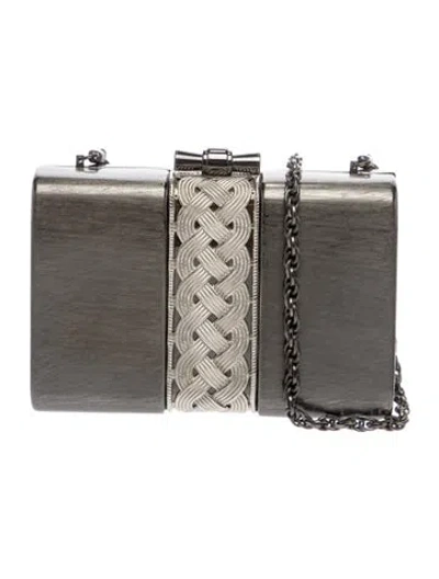 Pre-owned Rodo Leather Minaudière In Gray