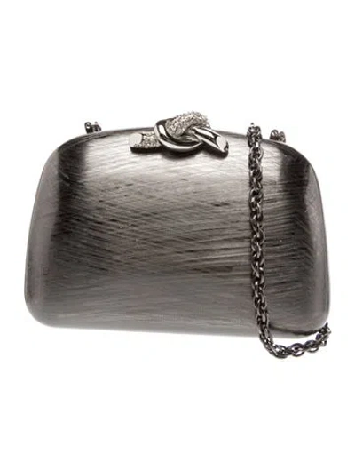 Pre-owned Rodo Leather Minaudière In Gray
