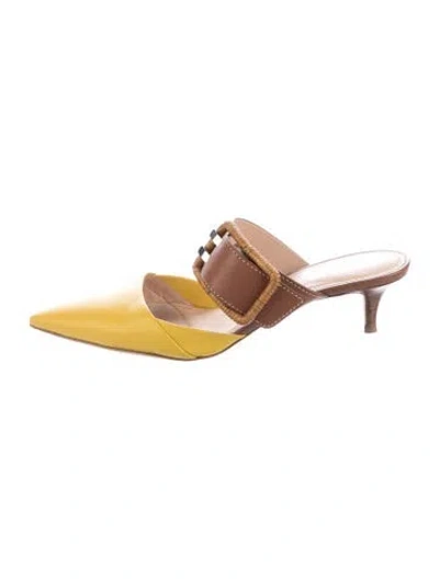 Pre-owned Rodo Leather Mules In Yellow