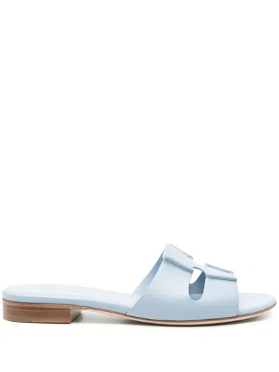 Rodo Leather Slides In Blue