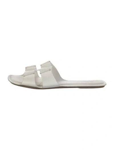 Pre-owned Rodo Leather Slides In White