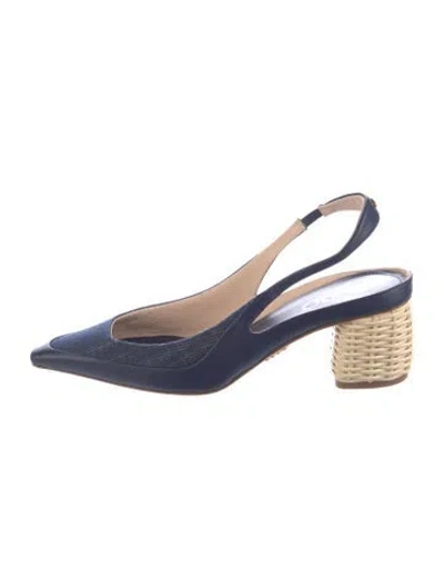 Pre-owned Rodo Leather Slingback Pumps In Blue