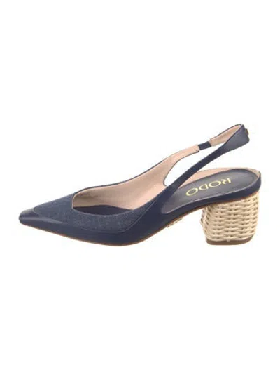 Pre-owned Rodo Leather Slingback Pumps In Blue