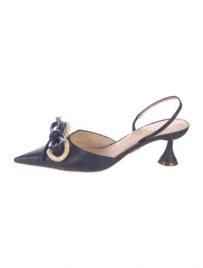 Pre-owned Rodo Leather Slingback Pumps In Blue/neutrals