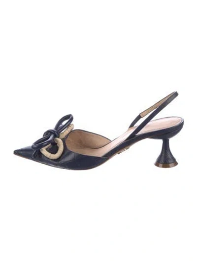 Pre-owned Rodo Leather Slingback Pumps In Blue/neutrals