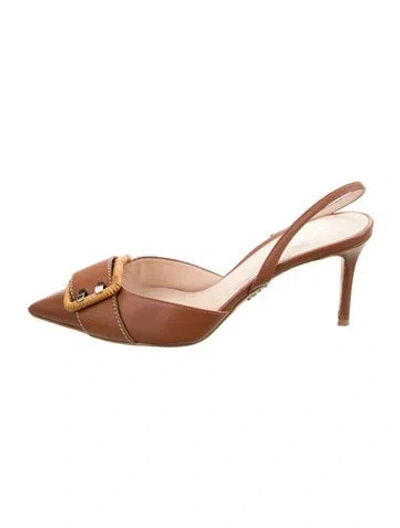 Pre-owned Rodo Leather Slingback Pumps In Brown
