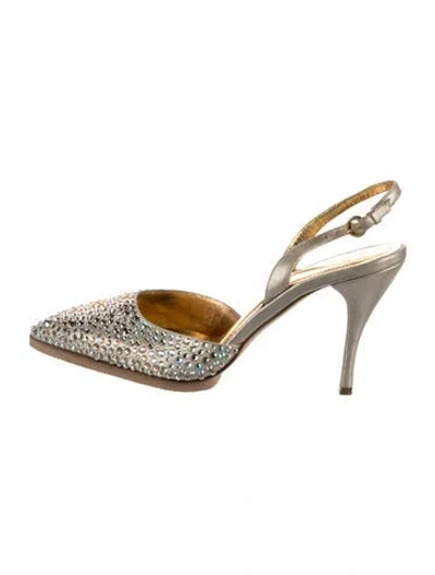 Pre-owned Rodo Leather Slingback Pumps In Gold