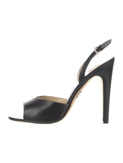 Pre-owned Rodo Leather Slingback Sandals In Black