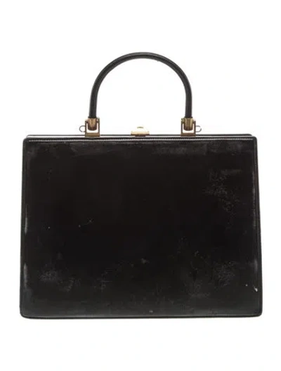 Pre-owned Rodo Leather Top Handle Bag In Black