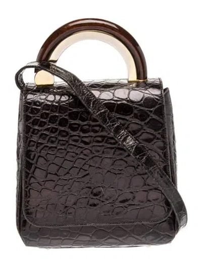 Pre-owned Rodo Leather Top Handle Bag In Gray