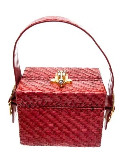 Pre-owned Rodo Leather Top Handle Bag Vintage In Red