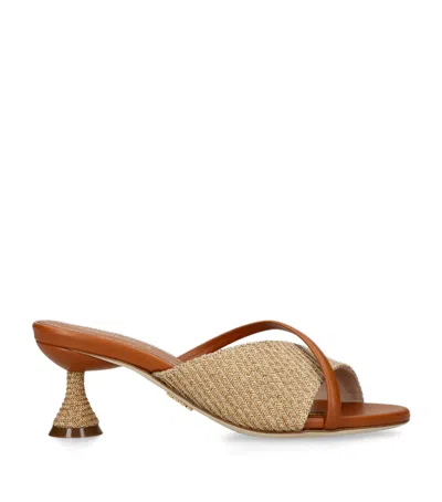 Rodo Leather-woven Mabella Heeled Mules 55 In Brown