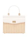 Rodo Medium Wicker Top Handle Shoulder Bag In Neutral