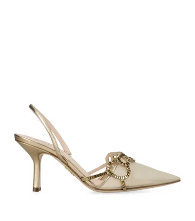 Rodo Metallic Leather Rosie Slingback Heels 80 In Neutral